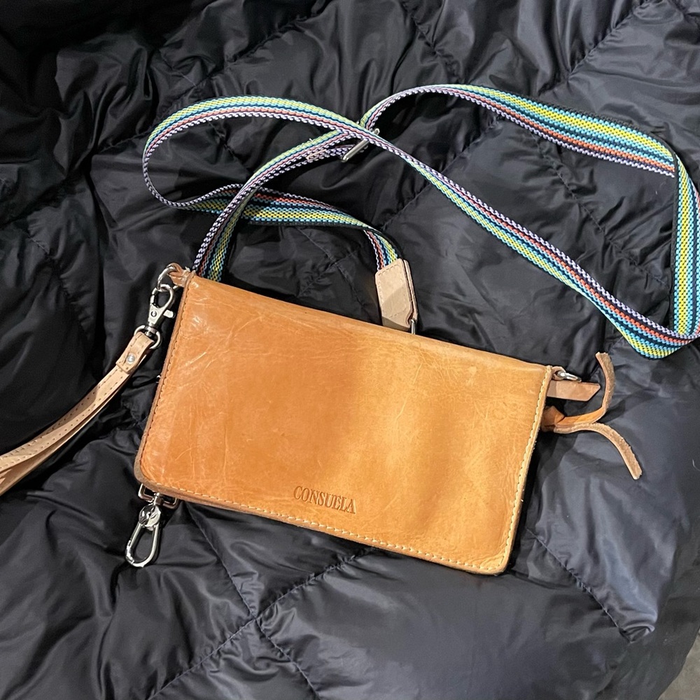 Consuela Uptown Crossbody - Natural leather w/wrist strap and shoulder strap.
